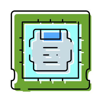 Computer processor microchip hardware technology icon concept vector