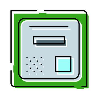 Processor chip color icon computing technology concept vector
