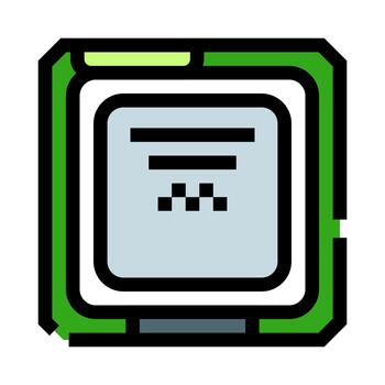 Processor chip computer hardware technology icon concept vector