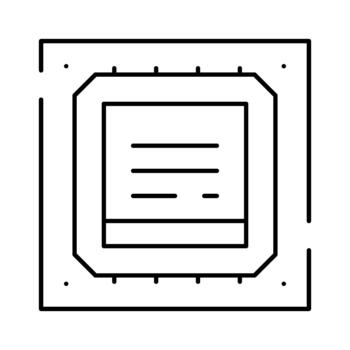 computadora procesador pastilla hardware plano línea icono vector