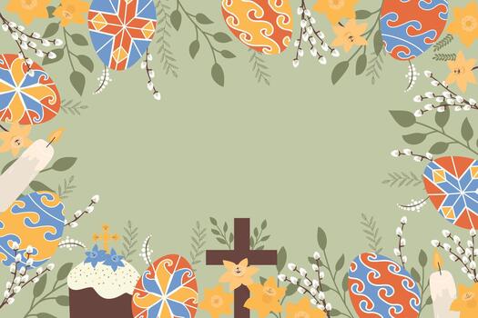 Happy Easter horizontal frame vector