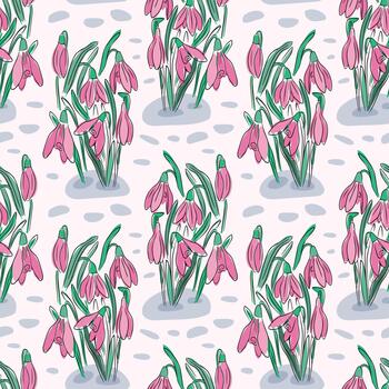 Spring pattern with snowdrops. vector