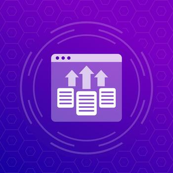 exportar datos, documentos icono, vector