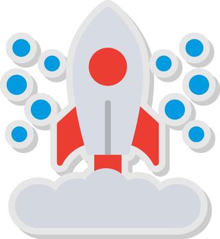 Rocket Launch Flat Shadow Design vector