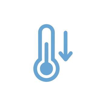 Simple Line Thermometer Decrease Icon with Down Arrow for Temperature vector