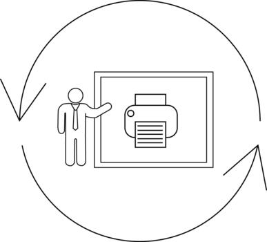 Presentation on printer technology within a circular workflow. vector