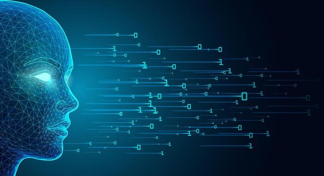 digital human head with binary data vector