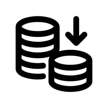 Outline Simple Coin Stack Decrease Transaction Financial Element Icon vector
