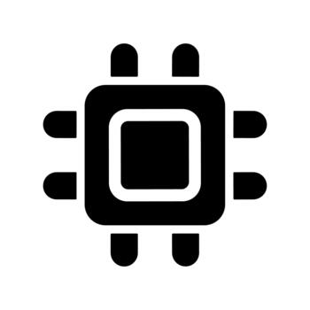 glifo estilo computadora chip tecnología microprocesador central Procesando unidad icono vector