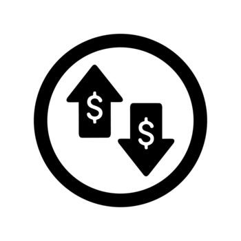 Simple Round Shape Price Increase and Decrease Financial Market Icon vector