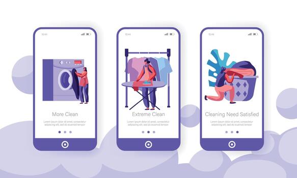Cleaning services app interface illustration vector