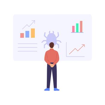 Malware Behavior Analytics, analyzing malicious software activity patterns, Flat character illustration vector