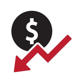 dólar arriba y abajo icono. precio disminución y incrementar símbolo. vector