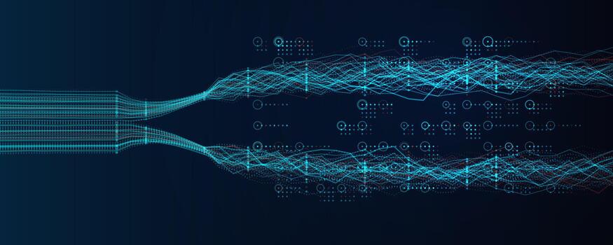 ai datos fluir energía líneas, código información arroyos neural red comunicación señales bio Ciencias y digital bifurcación transformación tecnología resumen energía concepto. ilustración vector