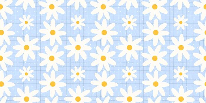 flor sin costura floral para modelo linda kawaii y pequeño cheque primavera. margarita impresión Pascua de Resurrección para rosado niña botánico y textil antecedentes niños. flor raya diseño para modelo vector