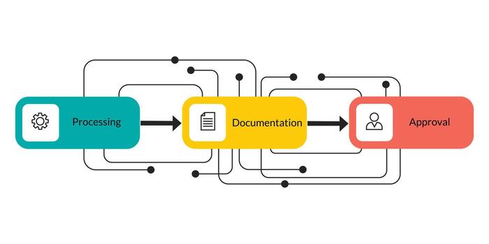 Business Process Flowchart Explaining Data Integration for Analytics vector