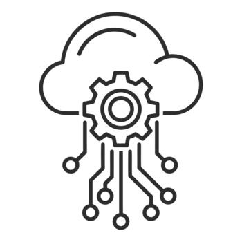 Cloud computing technology concept with gear and circuit board elements vector