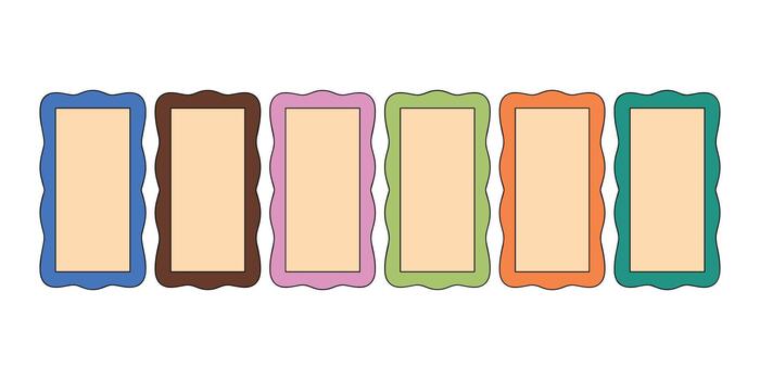 Colorful wavy edged rectangular frames blue vector