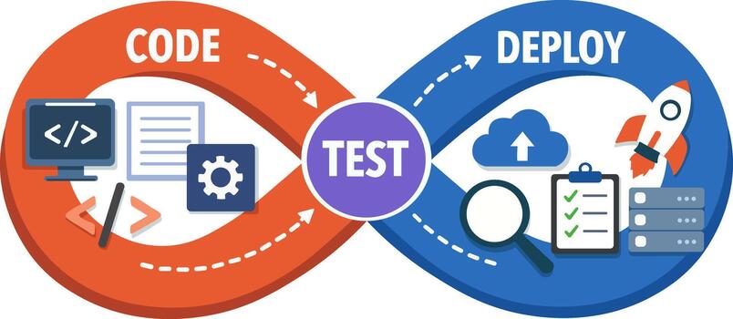 Code Test Deploy Workflow vector