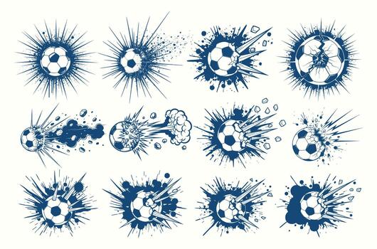 Exploding Soccer Ball Splash Effect Set vector