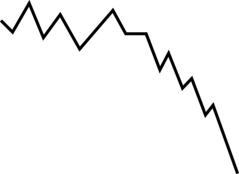 Line graph with a downward slope representing a decrease or drop in value. vector