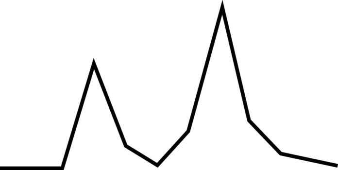 Downward line chart representing consistent decrease in financial metrics. vector