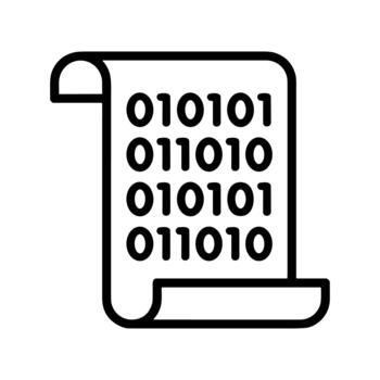 negro línea código guión papel rodar documento icono diseño vector