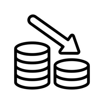Outline Simple Coin Decrease Arrow Illustration Finance Icon Element vector