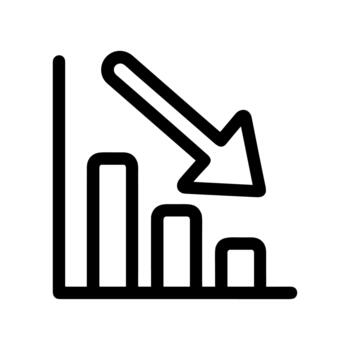 Outline Style Decrease Bar Chart with Arrow Downtrend Business Icon vector