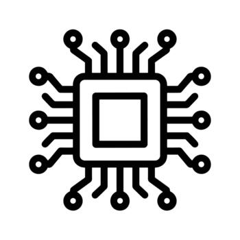 Simple Outline Central Processing Unit Microchip Electronic Component Technology Icon vector