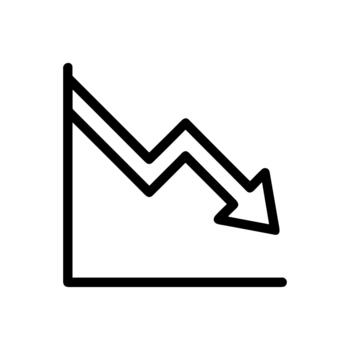 Outline Simple Decrease Chart Arrow Shape Business Finance Icon vector