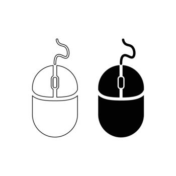 Wired Computer Mouse Icon Set vector