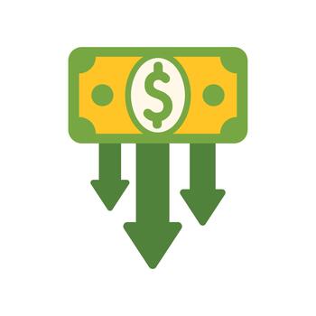 dólar moneda demostración dinero disminución y financiero crisis vector