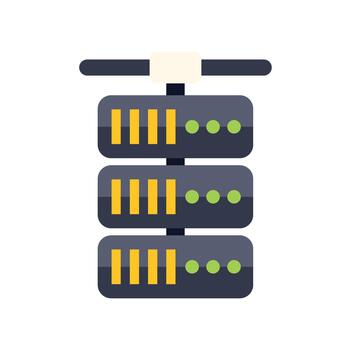 Server rack data storage and cloud computing icon vector