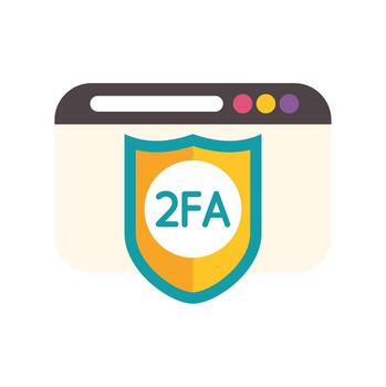 2fa security shield protecting web browser data vector
