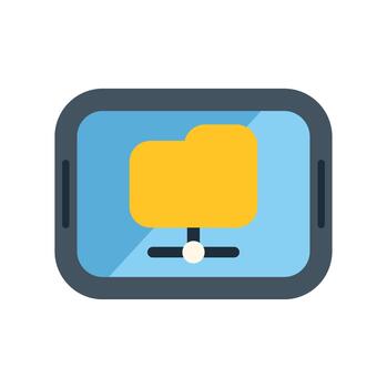 tableta mostrando compartido carpeta icono para red datos vector