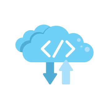 nube informática datos transferir subiendo y descargando código vector