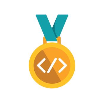 Gold medal recognizing coding programming skill achievement vector
