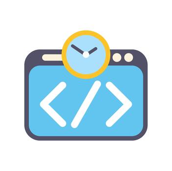 codificación hora administración con navegador ventana icono vector