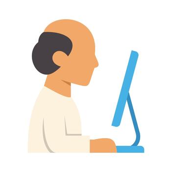 Man working on computer programming and data analysis vector