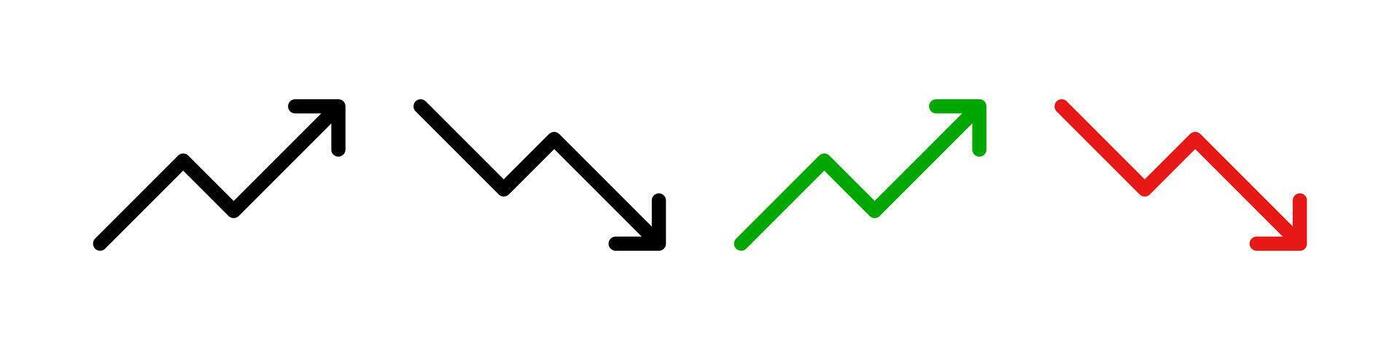 Arrow up down. Chart increase decrease arrow. Stock market arrows. arrows vector