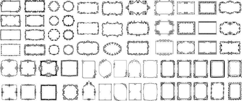 creativo decorativo frontera y marco elementos paquete vector
