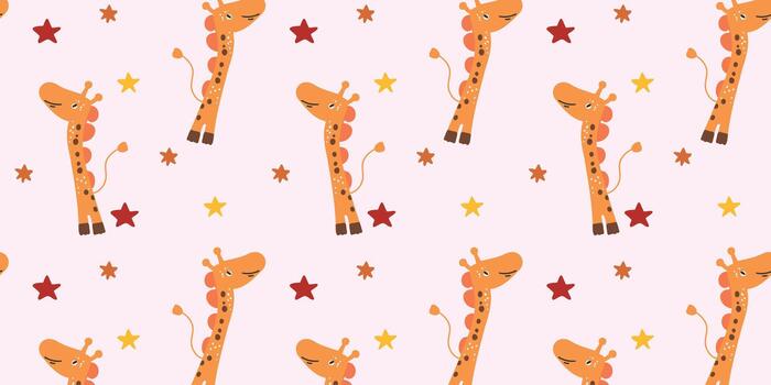 pattern with cute funny giraffes vector