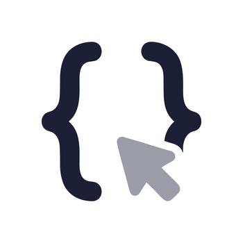 sencillo plano estilo soporte con flecha puntero tecnología y codificación icono vector