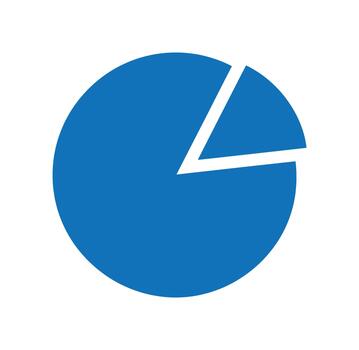 Simple blue pie chart with one section cut out for data visualization basic graph vector
