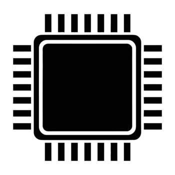 Central computer processor chip microelectronic component icon vector