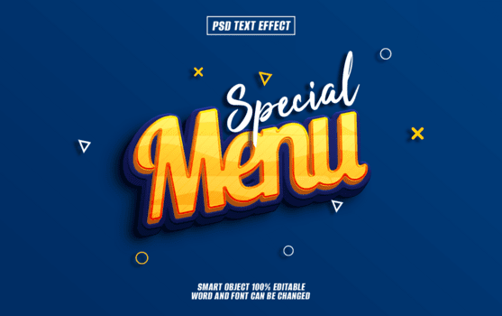 särskild meny text effekt psd
