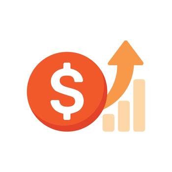 dólar disminución bar gráfico icono vector