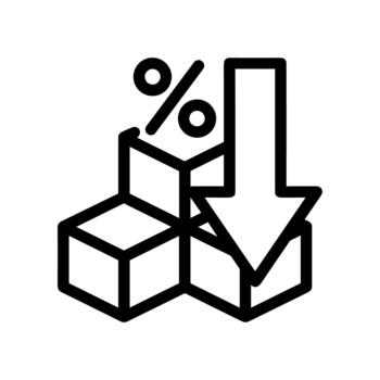 Outline Simple Decrease Percent Block Step Down Arrow Icon vector