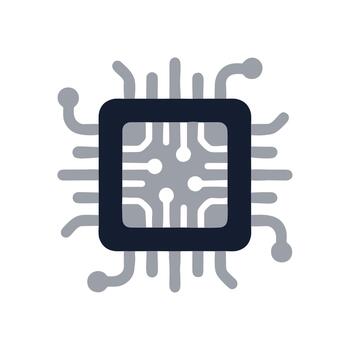 Minimalist Solid Style Microchip Processor Technology Electronic Part Icon vector